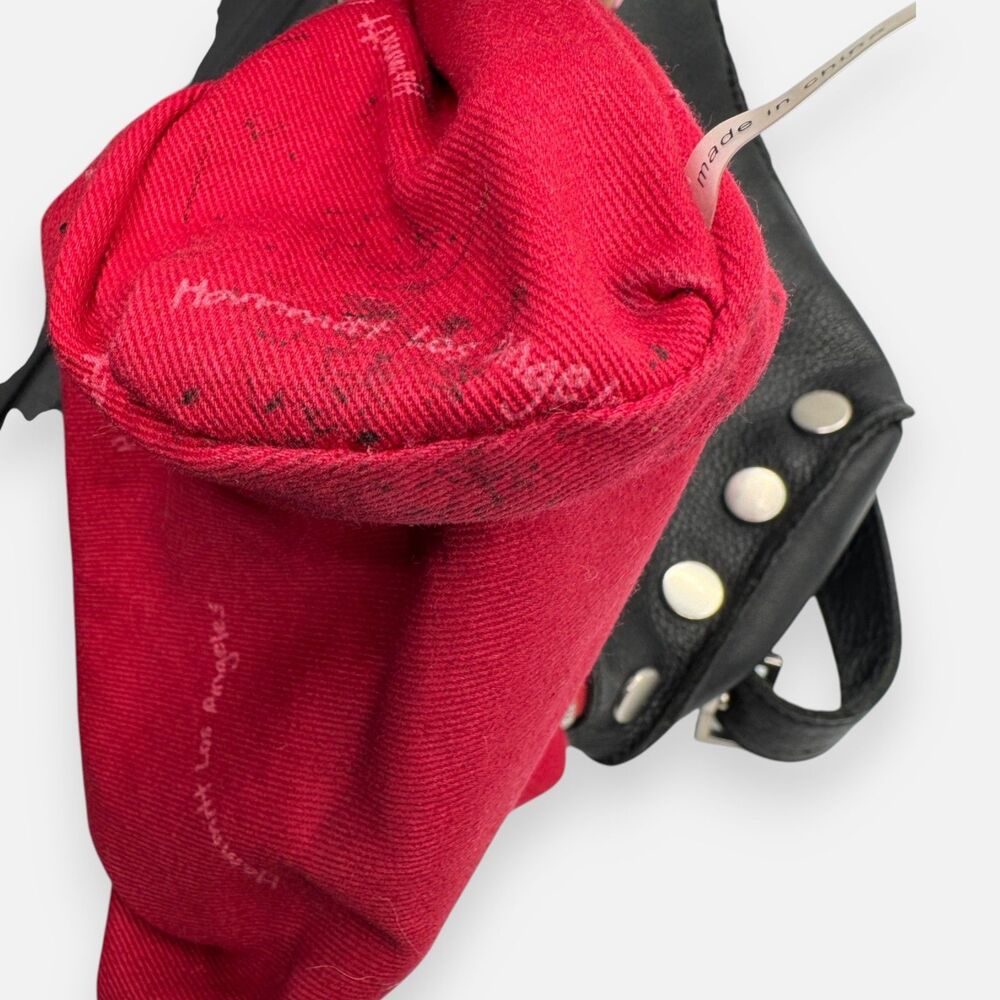 Hammitt Tony Small Black Leather **Red Zip** Crossbody | Brushed Silver - Picture 12 of 14